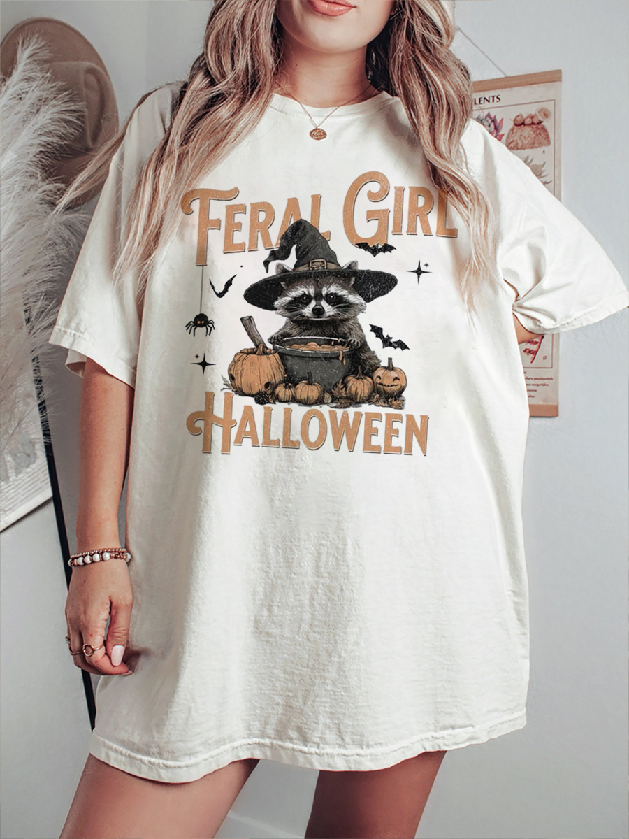 Vintage Fall Halloween Feral Girl T-Shirt