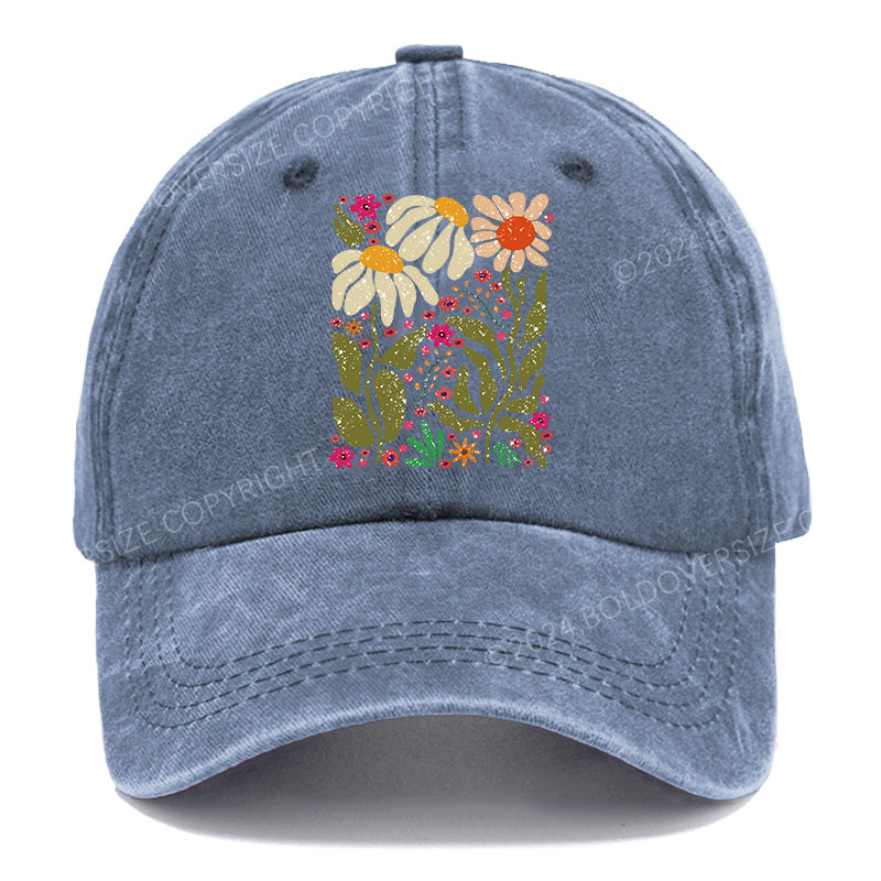 Vintage Hippie Flower Washed Cap