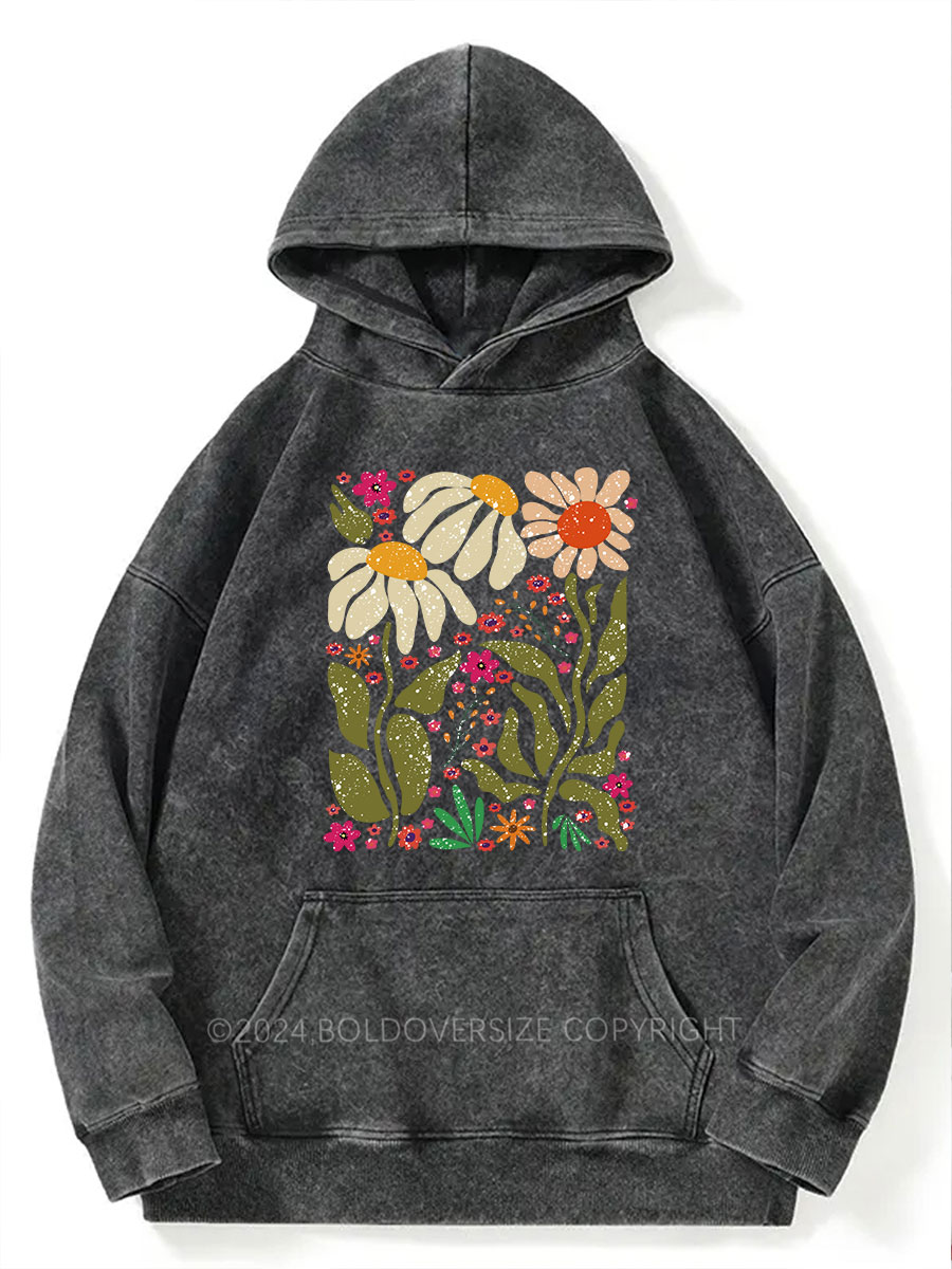 Vintage Hippie Flower Washed Hoodie