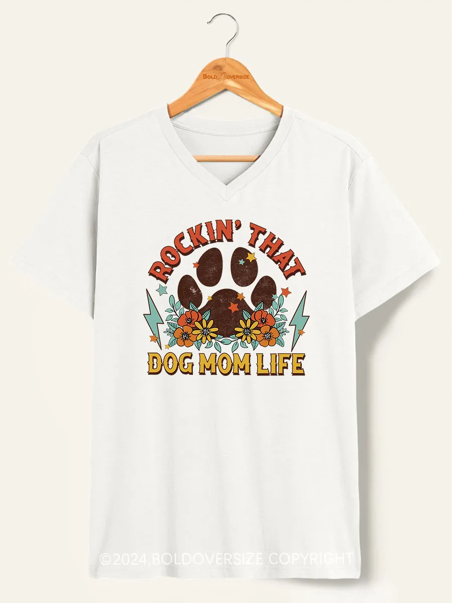 Vintage Dog Mom V-Neck Tee