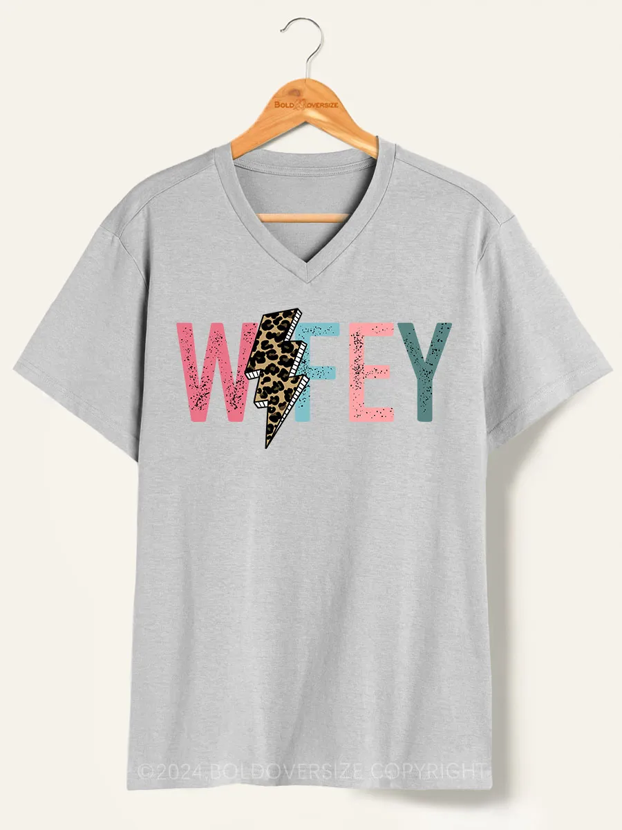 Vintage Wifey Graphic V-Neck Tee
