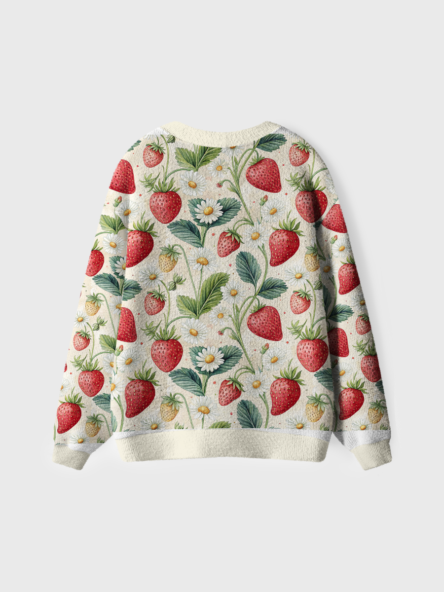 Vintage Strawberry Bloom Pop Cardigan Sweaters