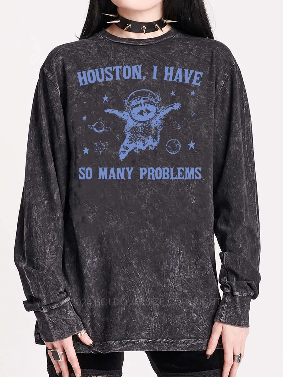 Vintage Raccoon Meme Washed Long Sleeve Shirt