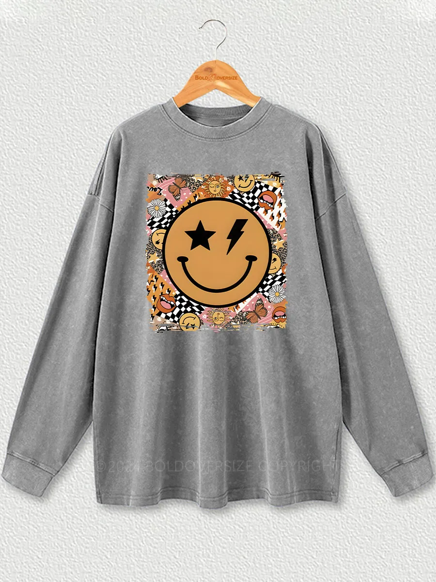 Vintage Smile Washed Long Sleeve Shirt