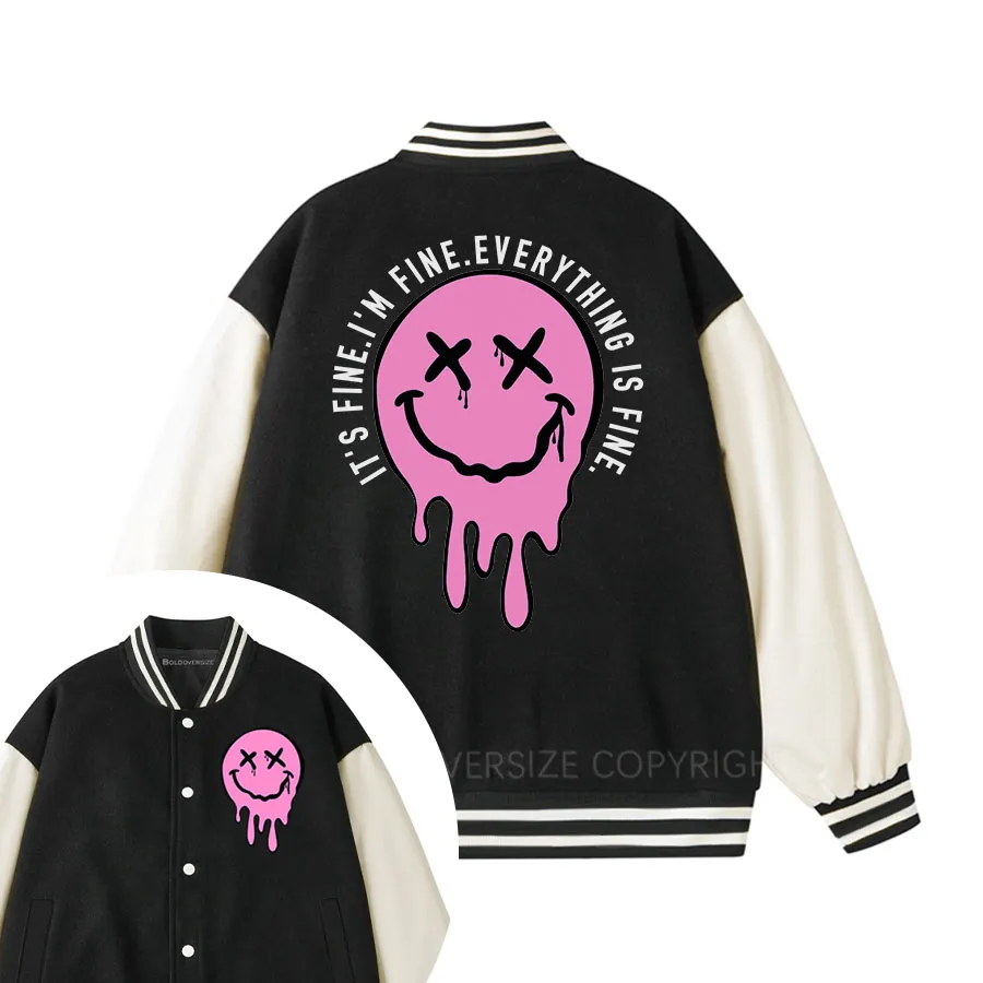 Vintage It'S Fine Unisex Baseball Jacket