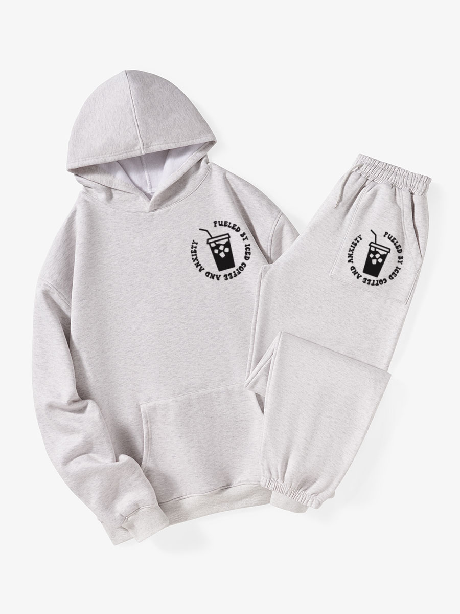 Vintage Coffee And Anxiety Fleece Hoodie Suit