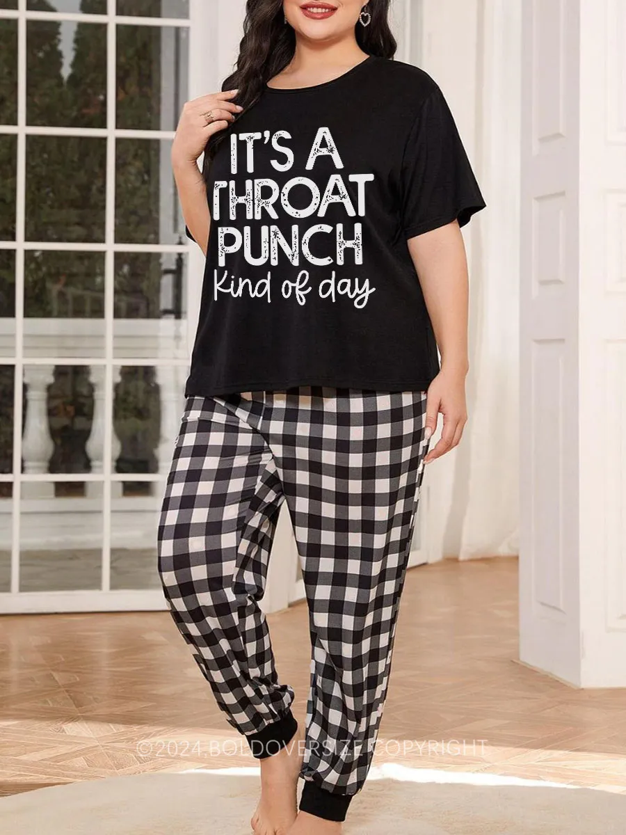Vintage It'S A Throat Punch Kind Of Day Plaid Christmas Pajama Set
