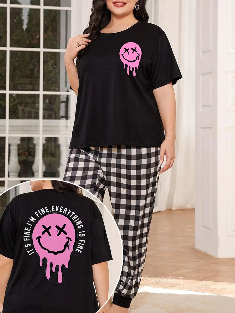 Vintage It'S Fine Plaid Christmas Pajama Set