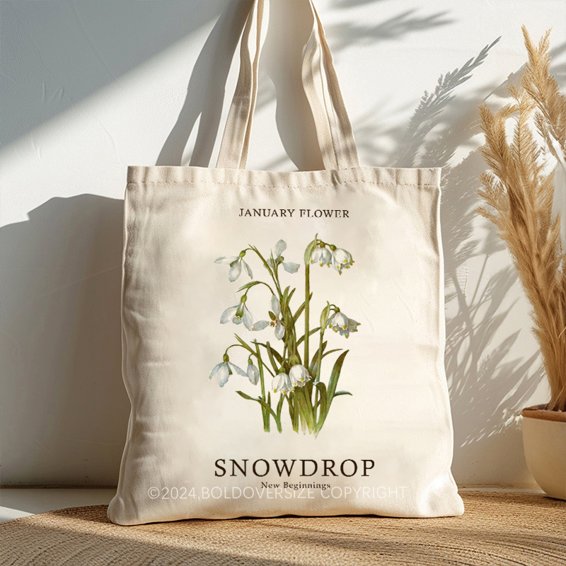 Vintage January Floral Tote Bag
