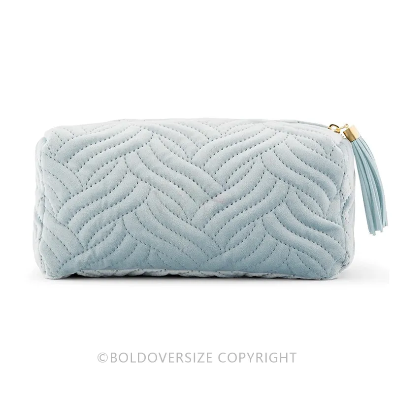 Vintage Quilted Velvet Tassels Makeup Bag