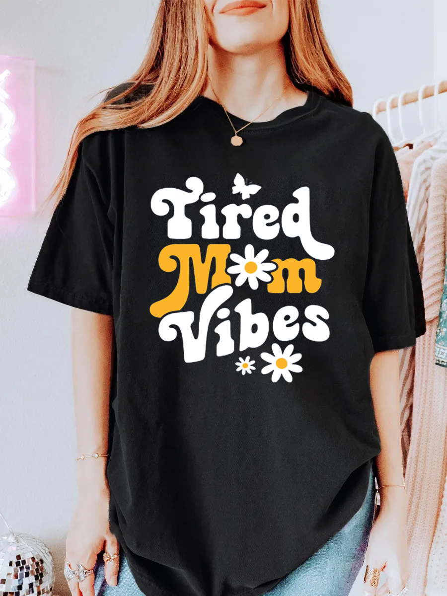 Vintage Tired Mom Oversize Graphic Tee