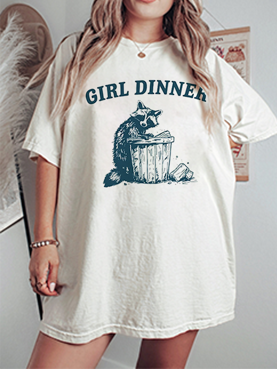 Vintage Girl Dinner Oversize Graphic Tee