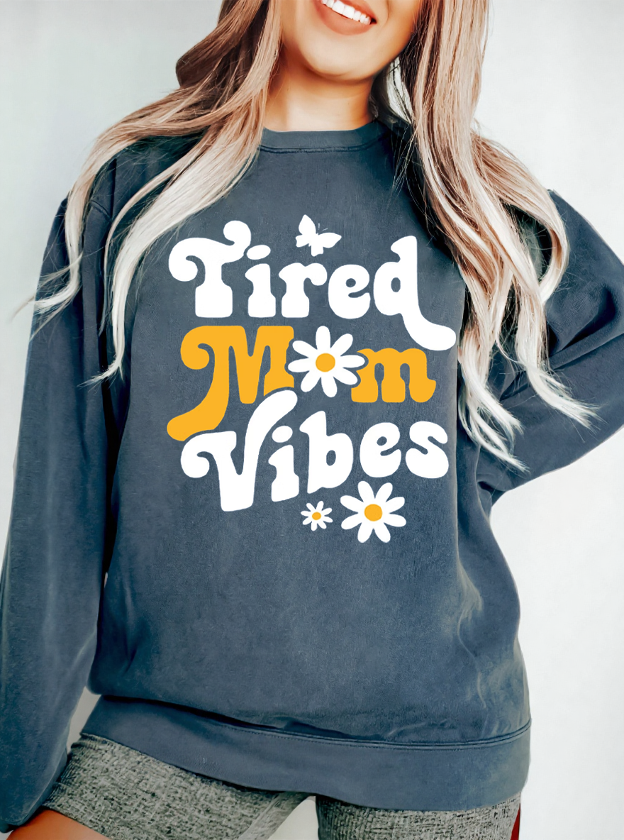 Vintage Tired Mom Graphic Sweatshirt