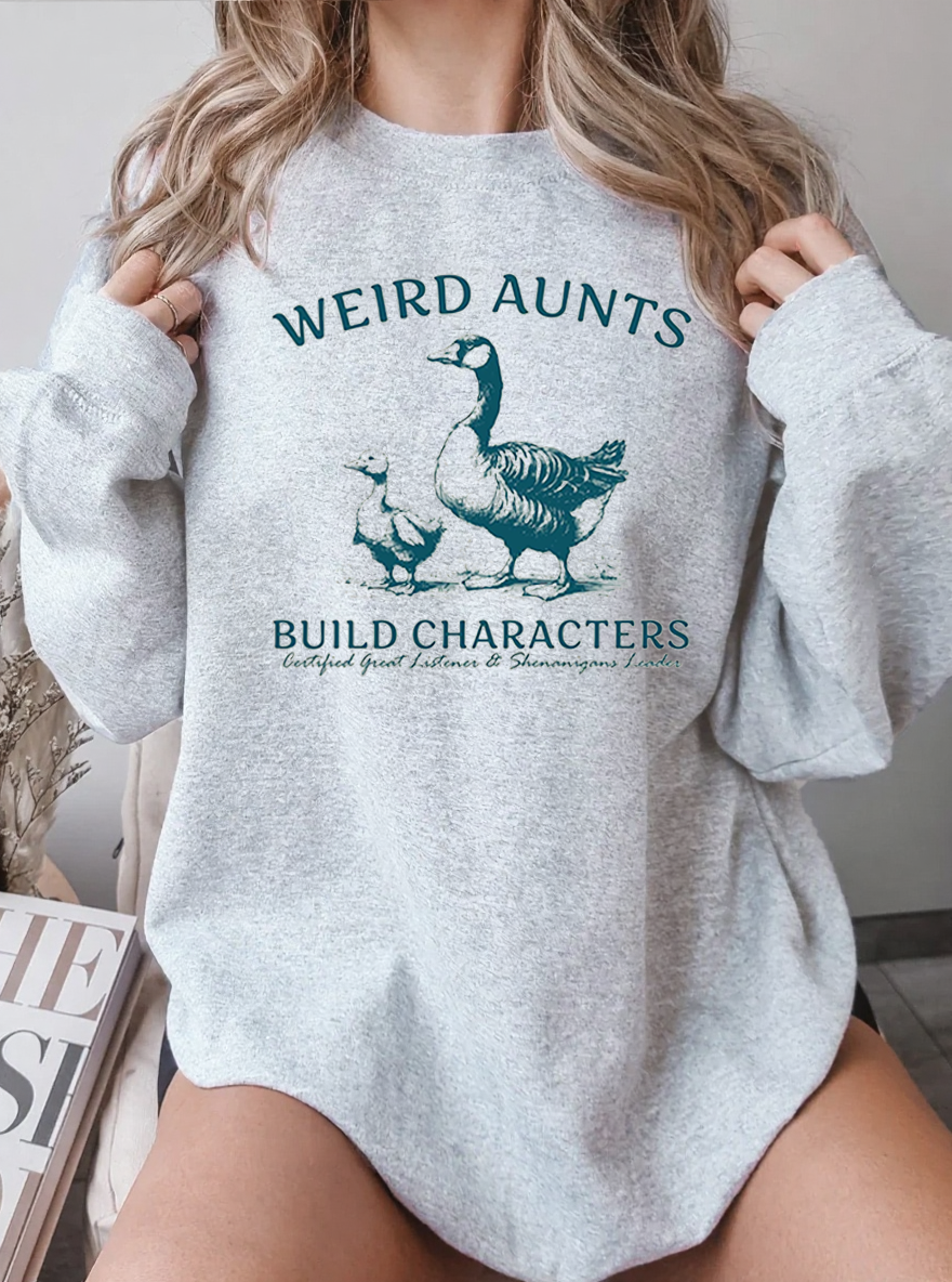 Vintage Weird Aunts Build Characters Goose Graphic Sweatshirt