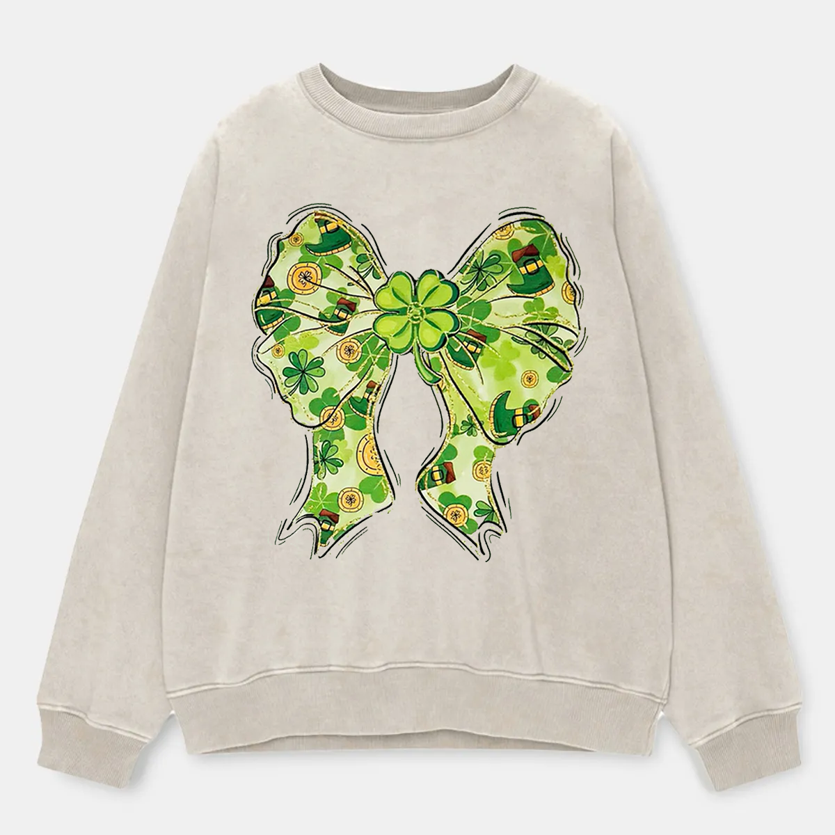 Vintage Lucky Green Bow Washed Sweatshirt