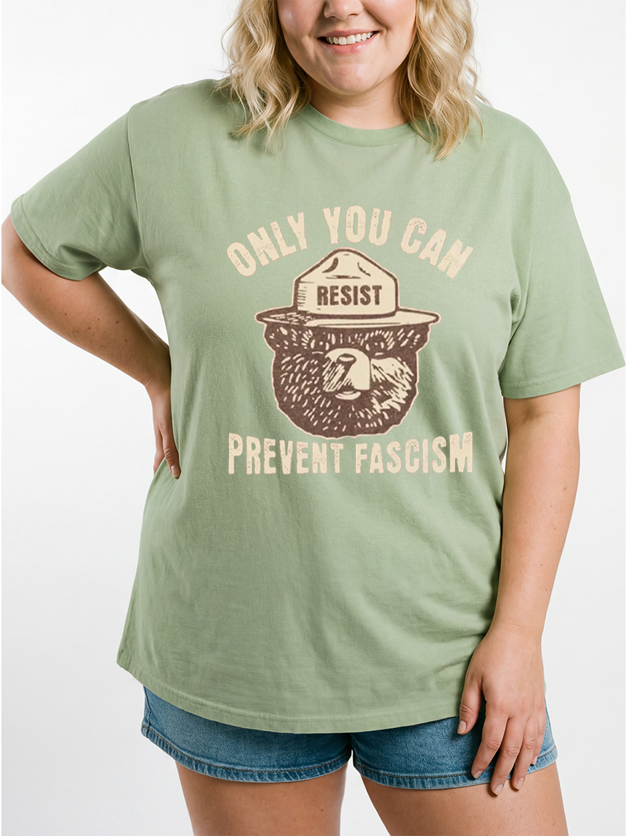 Vintage Only You Can Prevent Bear Oversize Graphic Tee