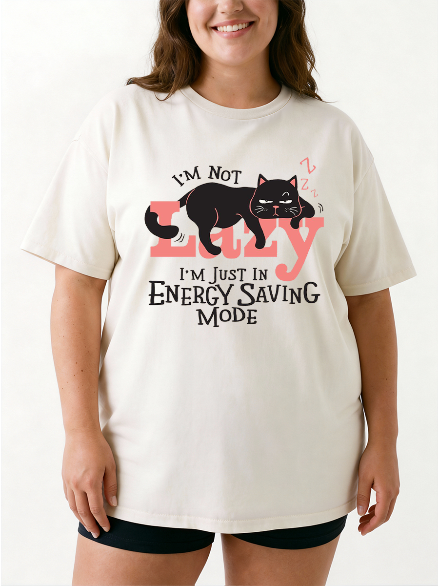 Vintage I'M Not Lazy Oversize Graphic Tee