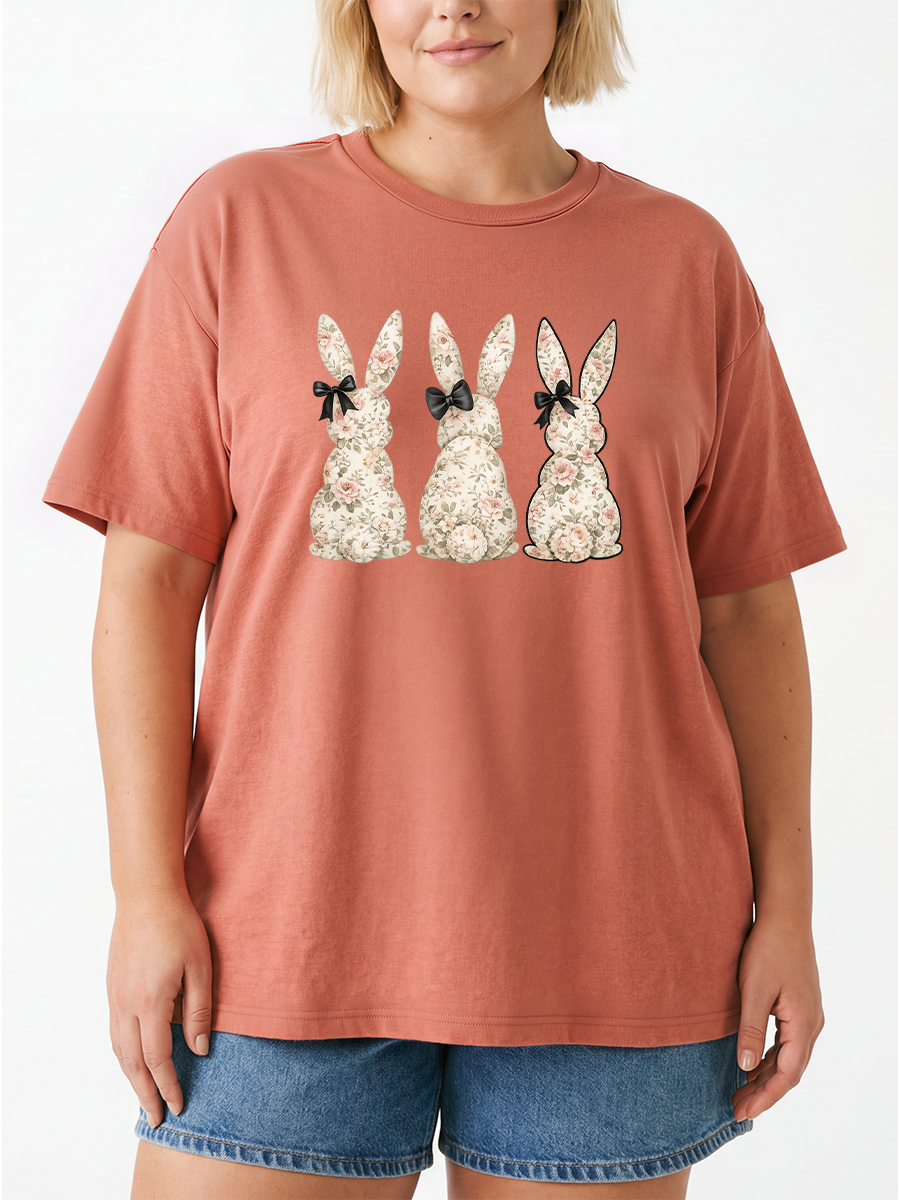 Vintage Coquette Bow Easter Oversize Graphic Tee