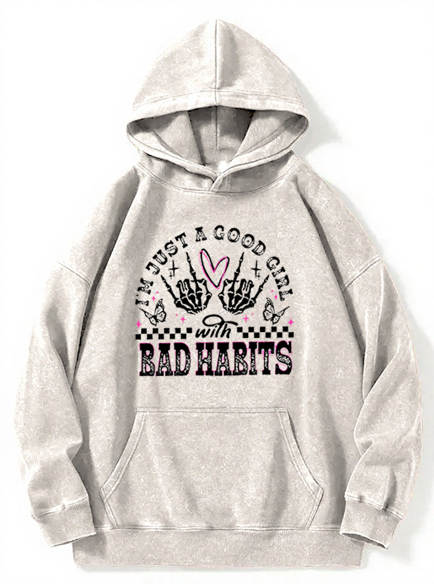 Vintage Good Girl Bad Habits Washed Hoodie