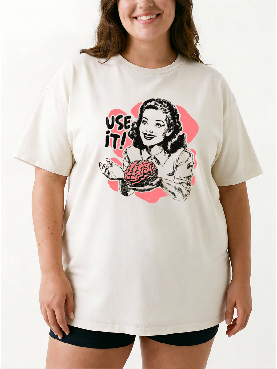 Vintage Use Your Brain Oversize Graphic Tee