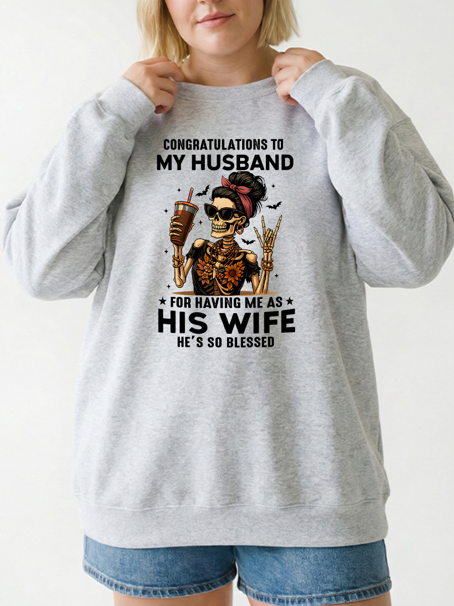 Vintage Congratulations To My Husband Oversize Graphic Sweatshirt