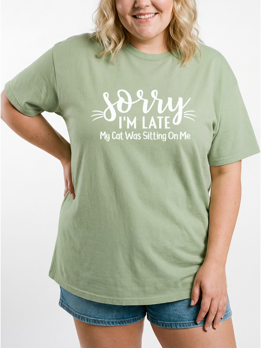Vintage My Cat Was Sitting On Me  Funny Cat Mom Oversize Graphic Tee