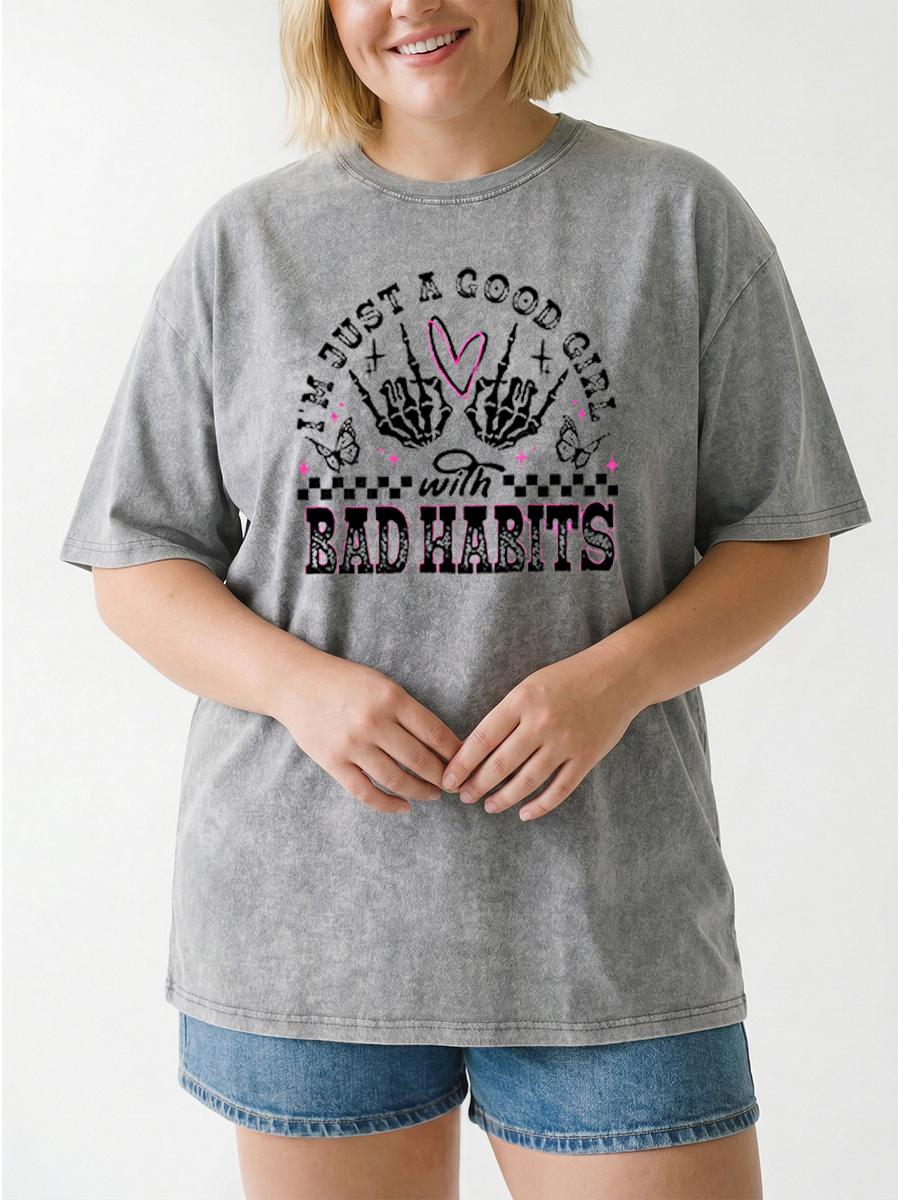 Vintage Good Girl Bad Habits Washed T-Shirt