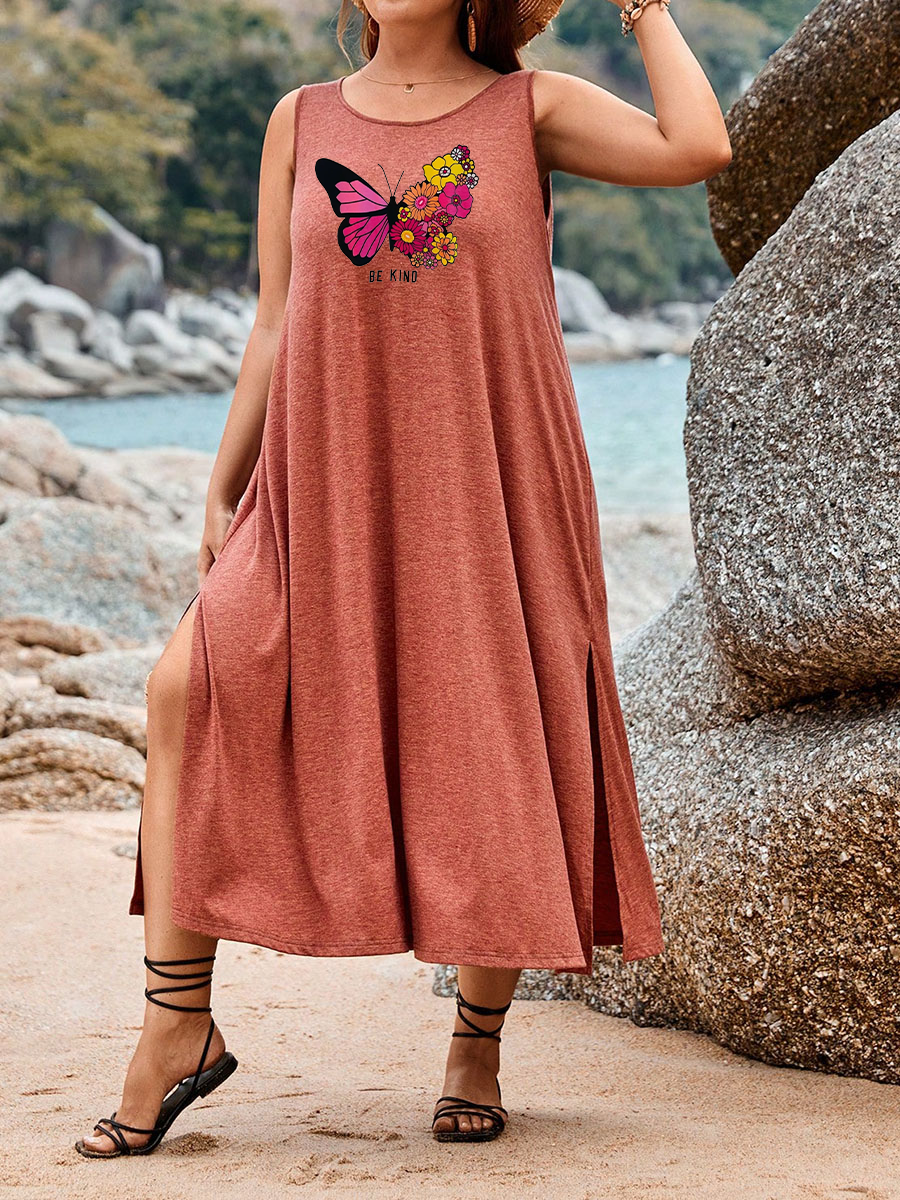 Vintage Be Kind Floral Butterfly Tank Dress