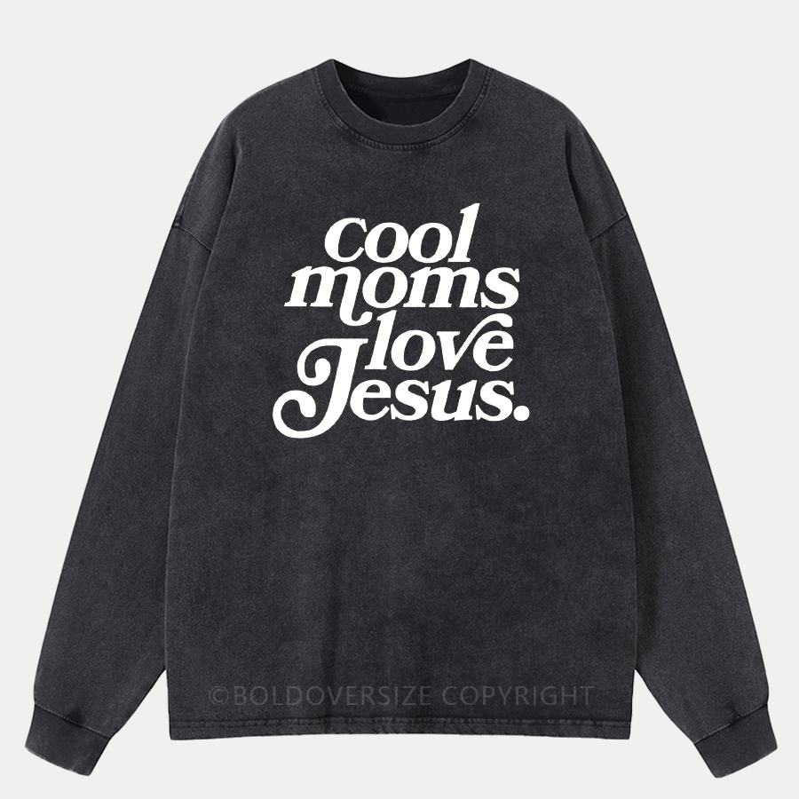 Vintage Cool Moms Love Jesus Washed Long Sleeve Shirt