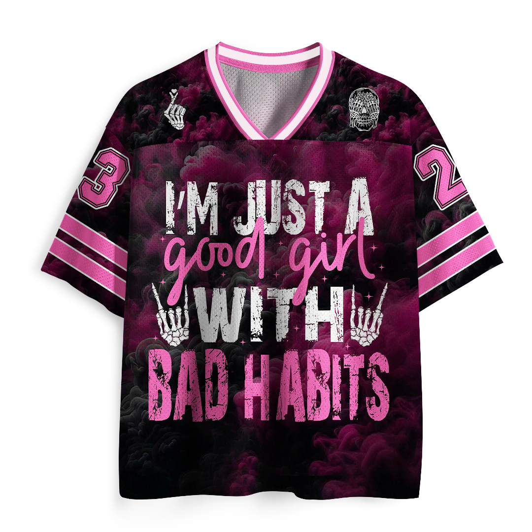 Personalized Vintage I‘m Just A Good With Bad Habits Mesh Jersey