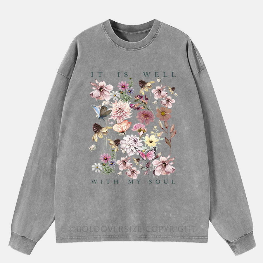 Vintage It Is Well With My Soul Washed Long Sleeve Shirt