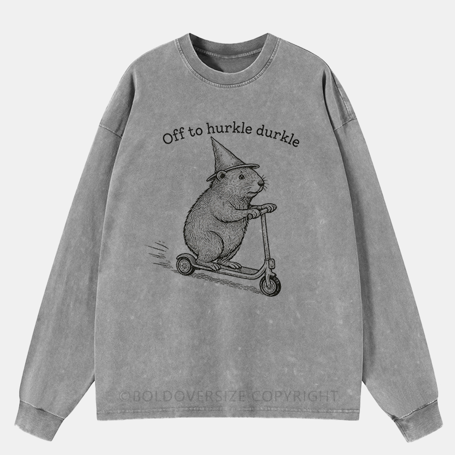 Vintage Off To Hurkle Durkle Washed Long Sleeve Shirt