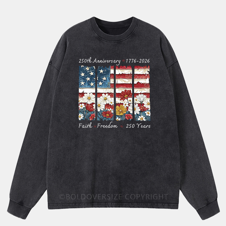 Vintage Faith Freedom 250 Years Washed Long Sleeve Shirt