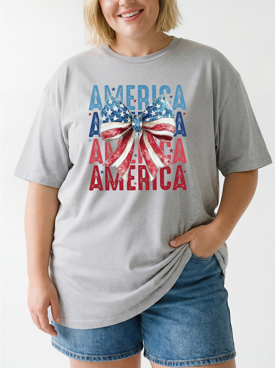 Vintage American Flag 4Th Of July Oversize Graphic Tee