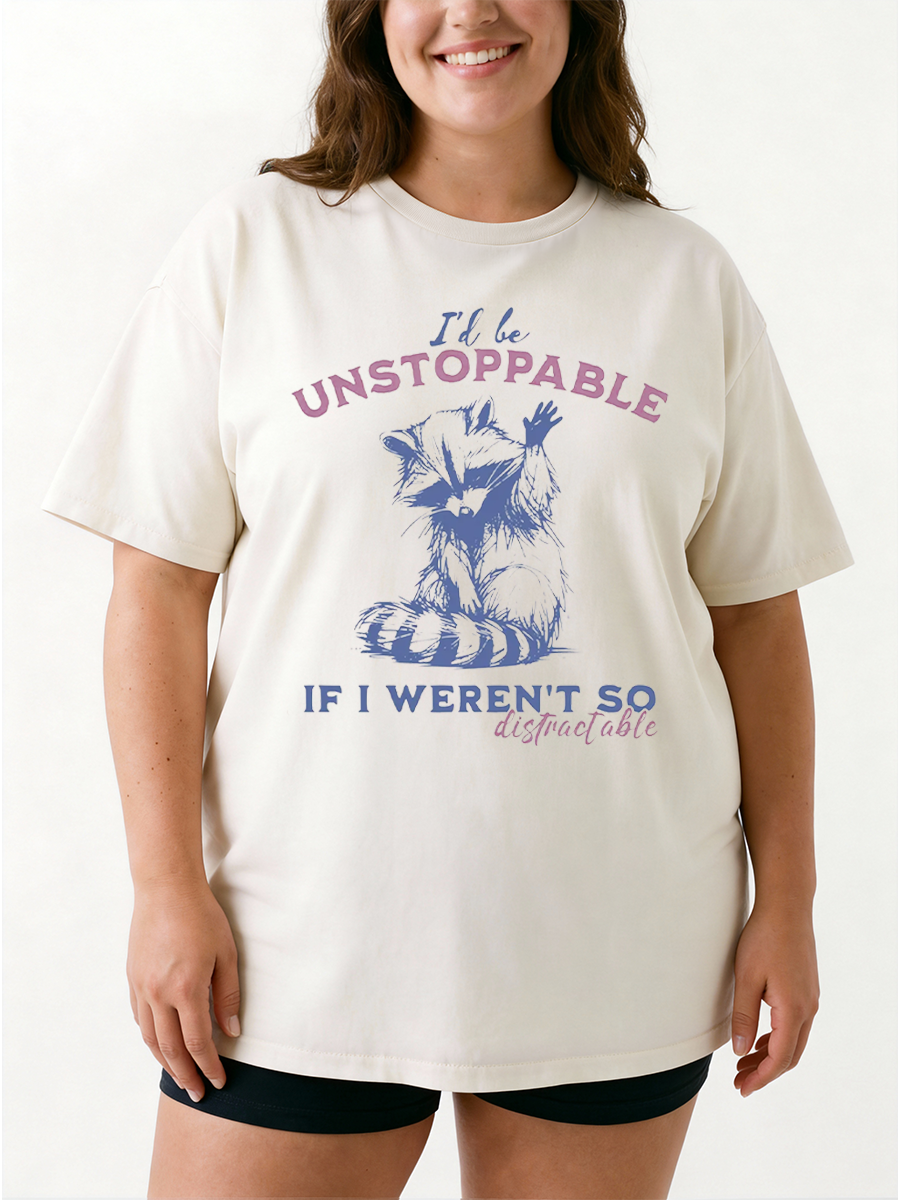 Vintage Unstoppable Raccoon Oversize Graphic Tee