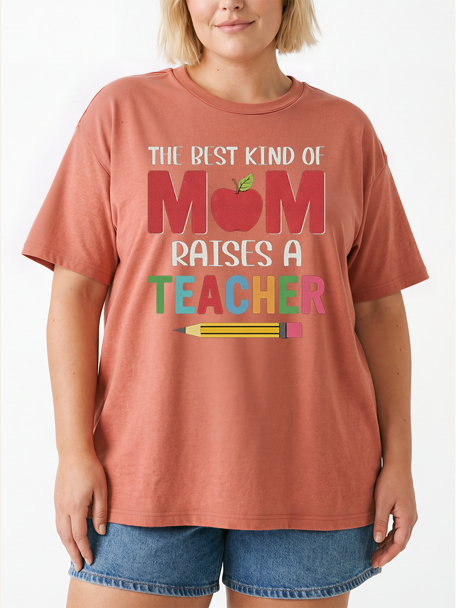 Vintage The Best Kind Of Mom Raises A Teacher Funny Mom Survived Oversize Graphic Tee