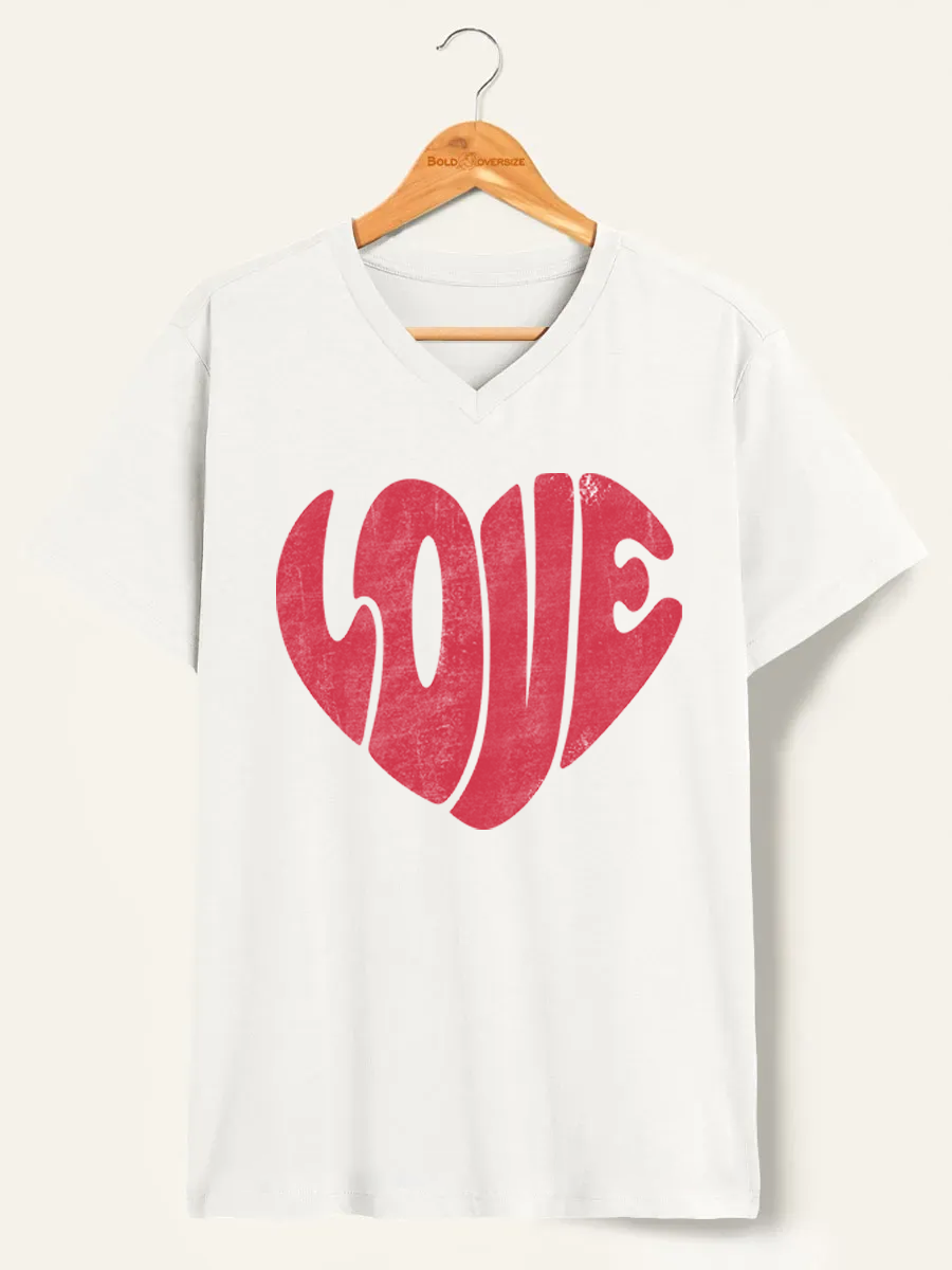 Vintage Retro Love V-Neck Tee