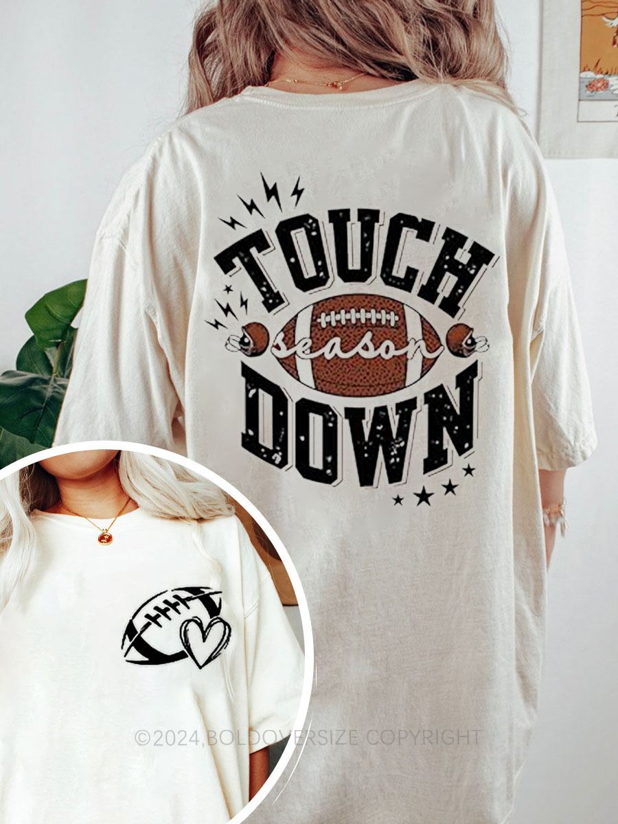 Personalized Vintage Funny Heart Football Mom Oversize Graphic Tee