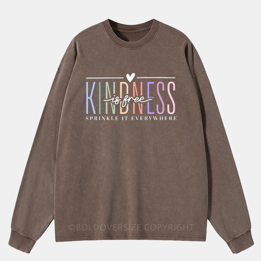 Vintage Kindness Is Free Washed Long Sleeve Shirt