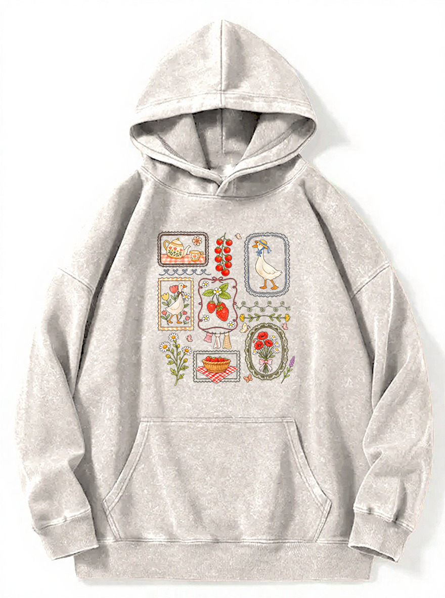 Vintage Strawberry Goose Wasted Washed Hoodie