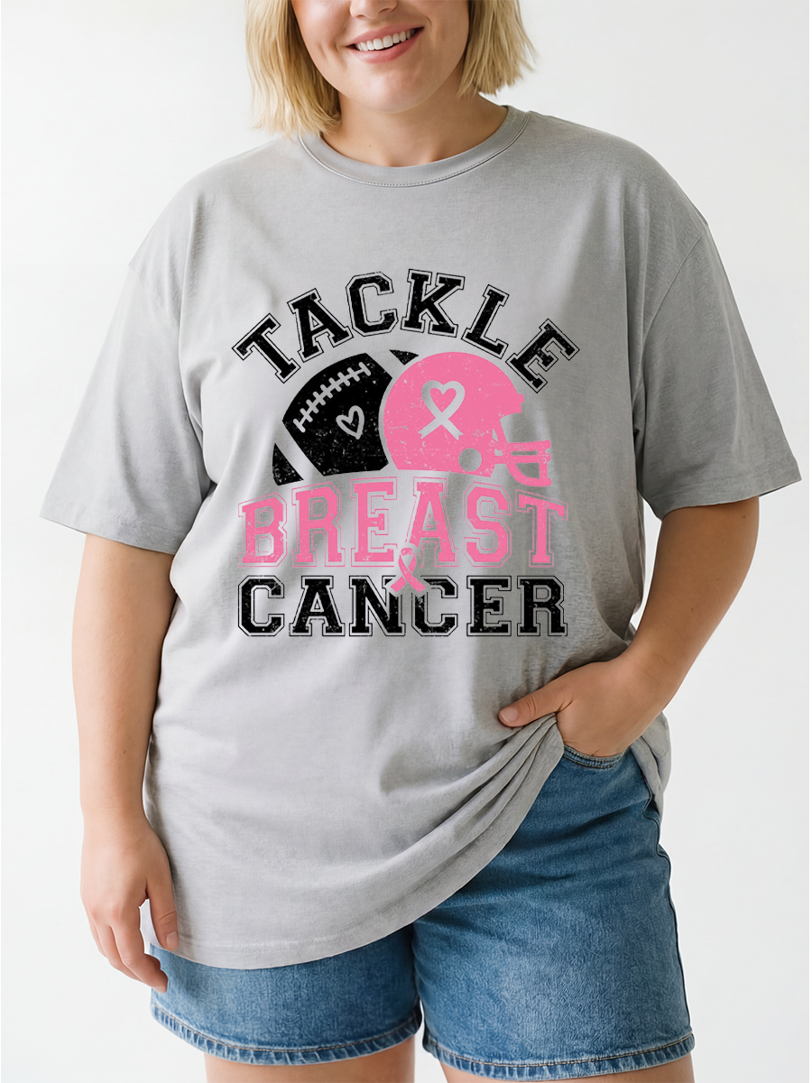 Vintage Tackle Breast Cancer Oversize Graphic Tee