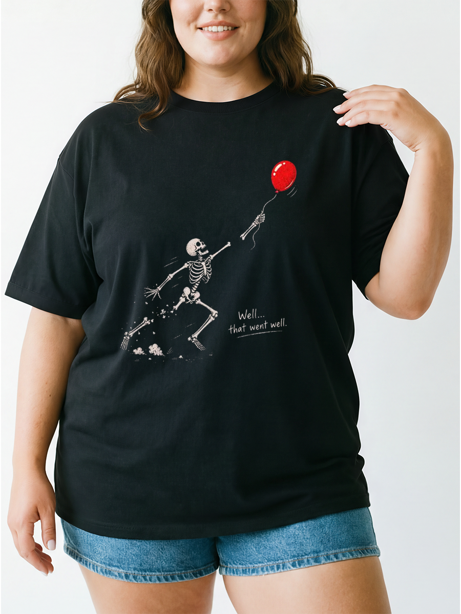 Vintage Well That Went Well Funny Halloween Oversize Graphic Tee
