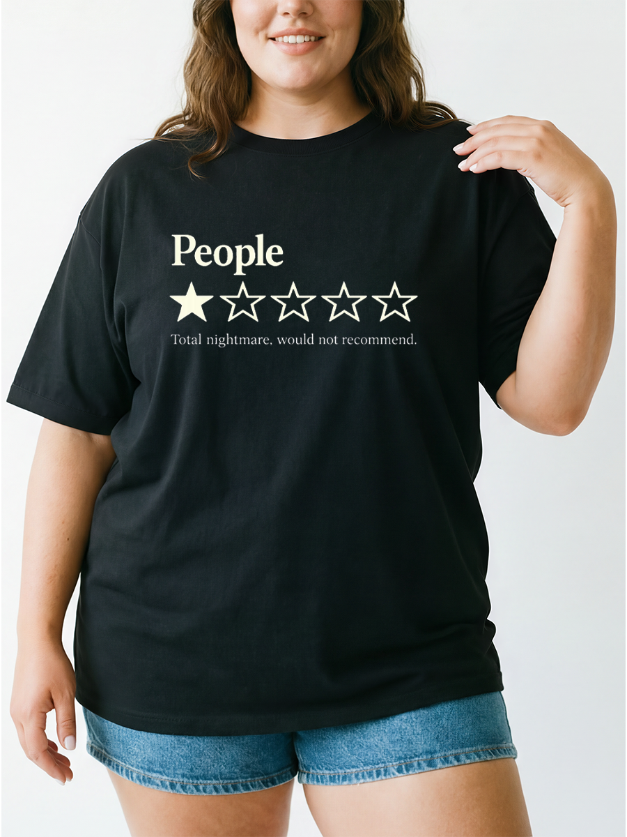 Vintage Funny People One Star Review Oversize Graphic Tee