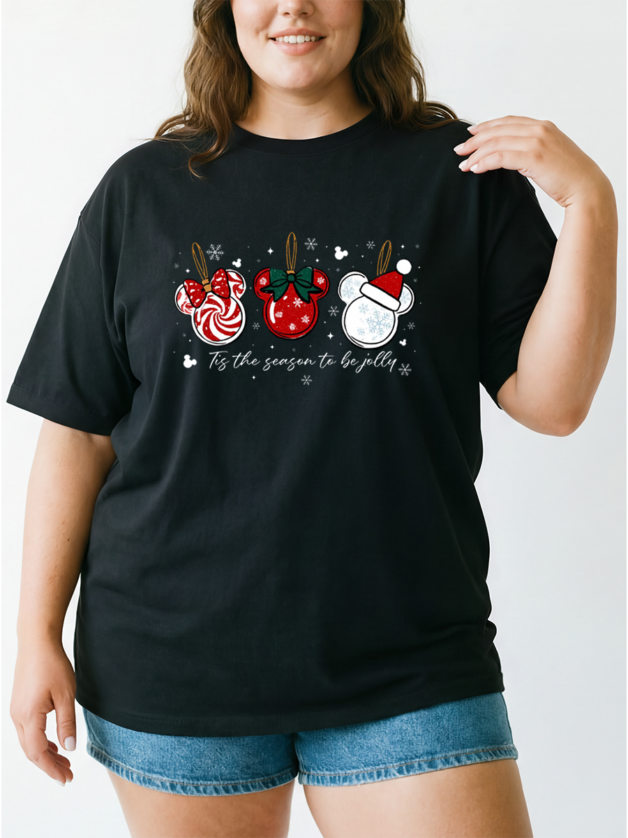 Vintage Tis The Season To Be Jolly Oversize Graphic Tee