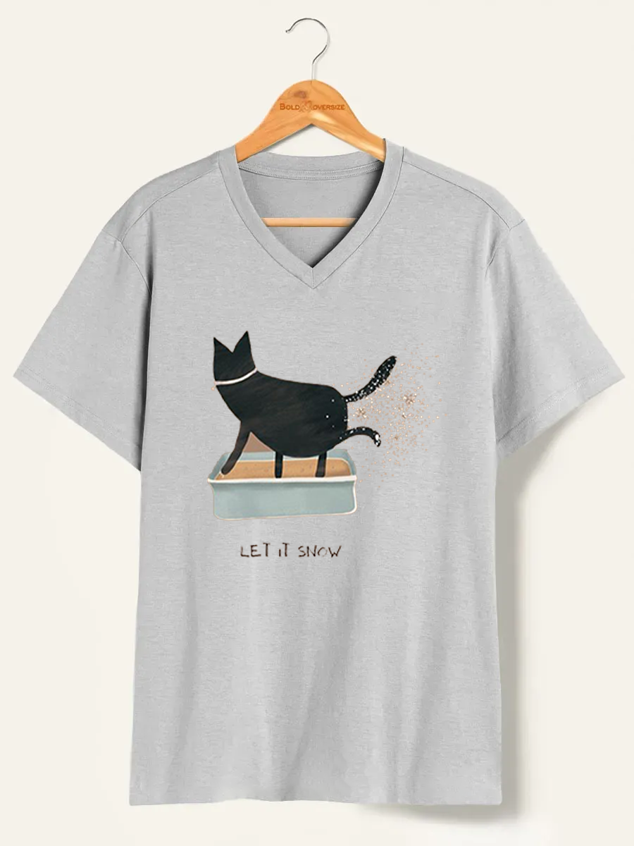Vintage Let It Snow V-Neck Tee