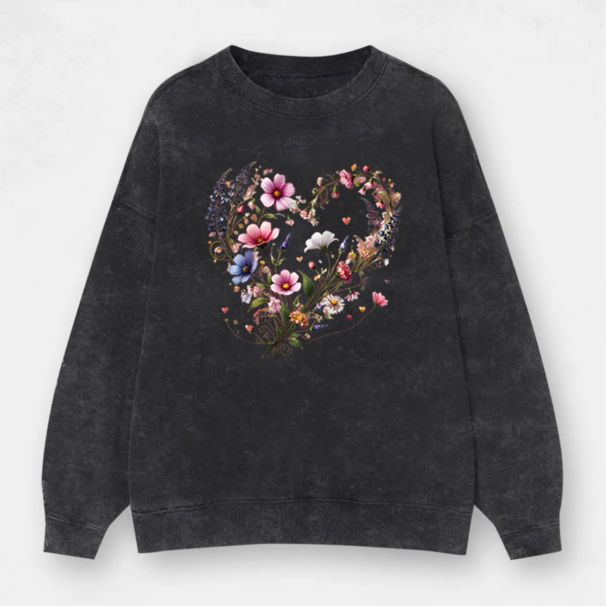 Vintage Aesthetic Floral Wasted Washed Sweatshirt