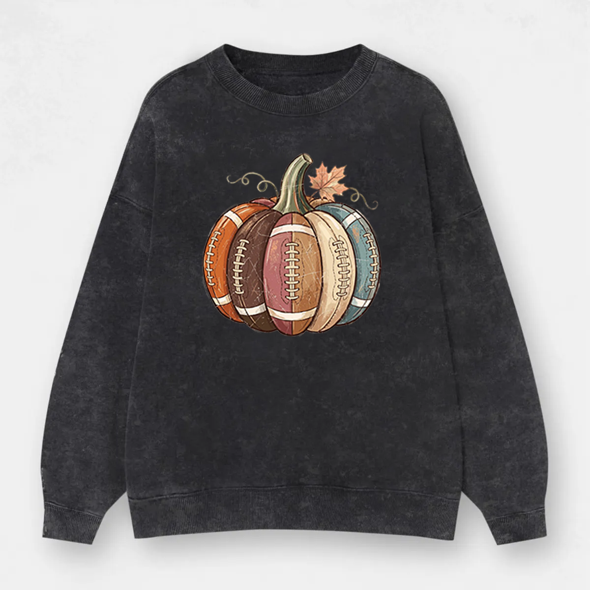 Vintage Football Fall Pumpkin Wasted Washed Sweatshirt