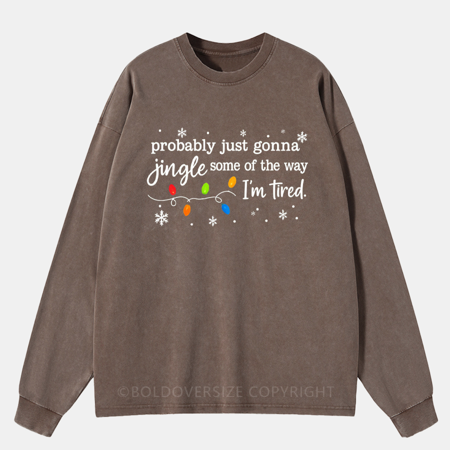 Vintage Christmas Jingle Song Washed Long Sleeve Shirt
