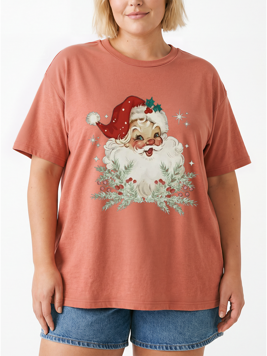 Vintage Christmas Santa Oversize Graphic Tee