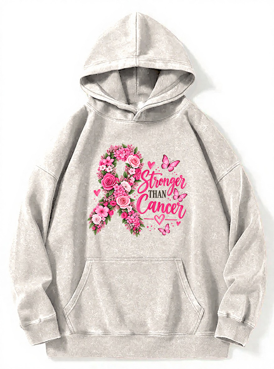 Vintage Floral Breast Cancer Awareness Washed Hoodie